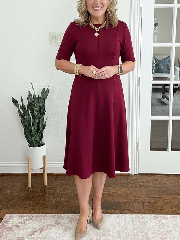 Lorraine - Robe midi évasée à col rond