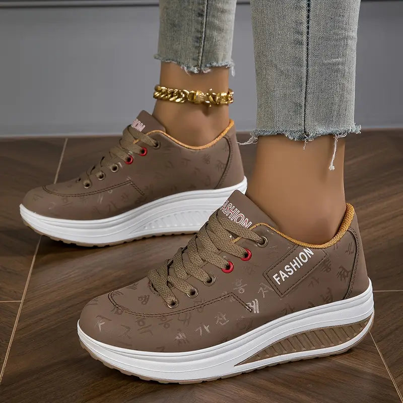 Sable - Baskets à plateforme à lacets, coupe décontractée