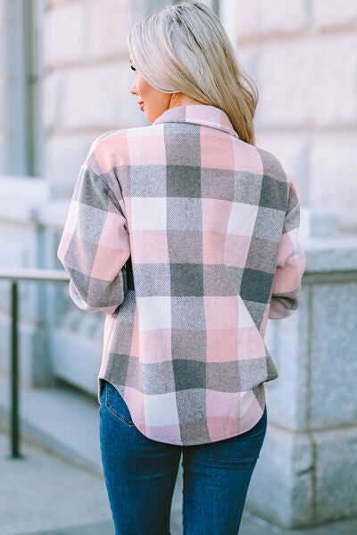 Kath - Veste boutonnée à carreaux avec épaules tombantes