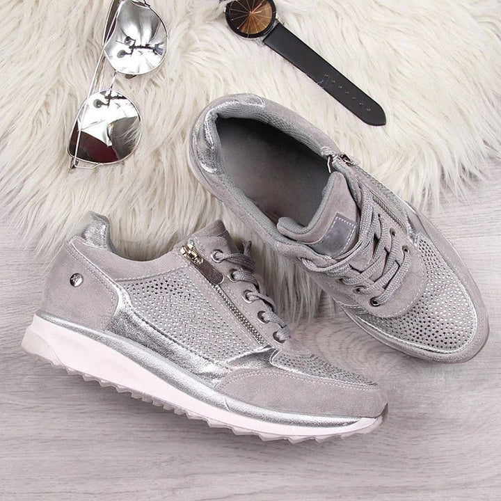 Raina - Baskets à lacets avec fermeture éclair latérale, coupe décontractée