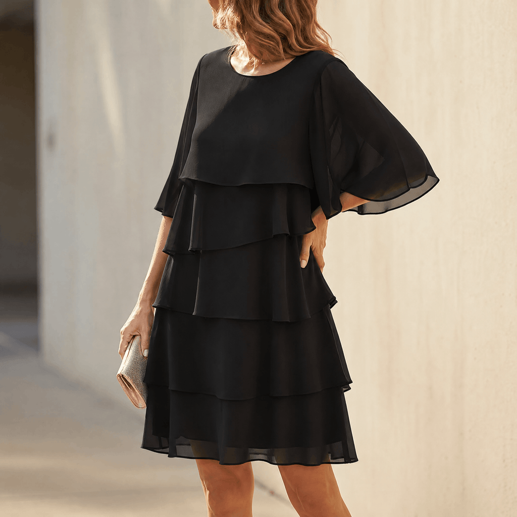 Florelle – Robe Superposée À Volants Pour Femme Noir