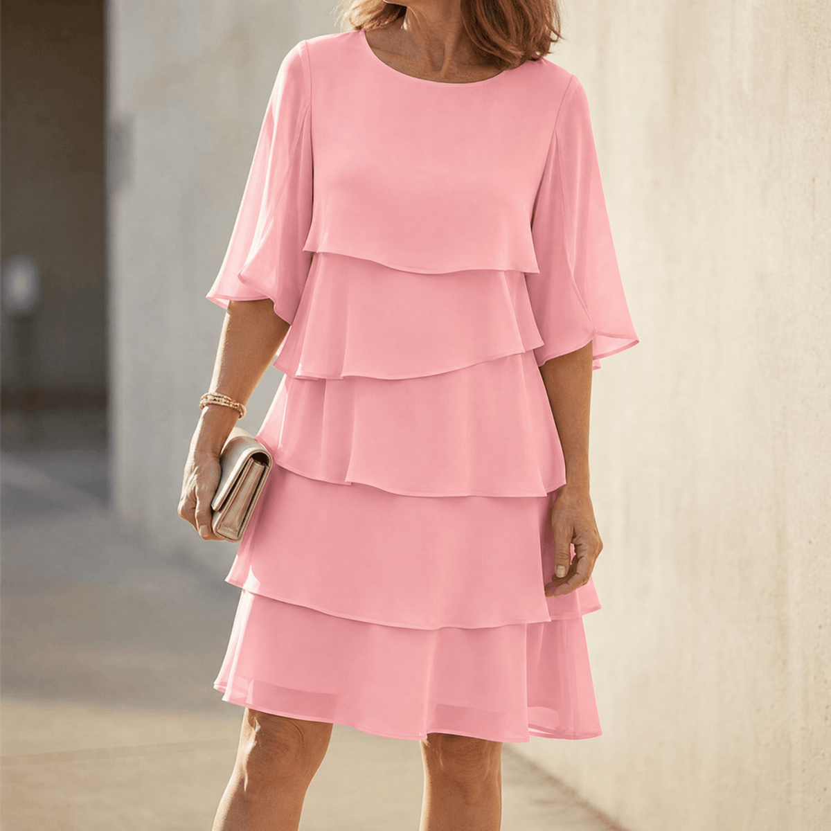 Florelle – Robe Superposée À Volants Pour Femme Rose