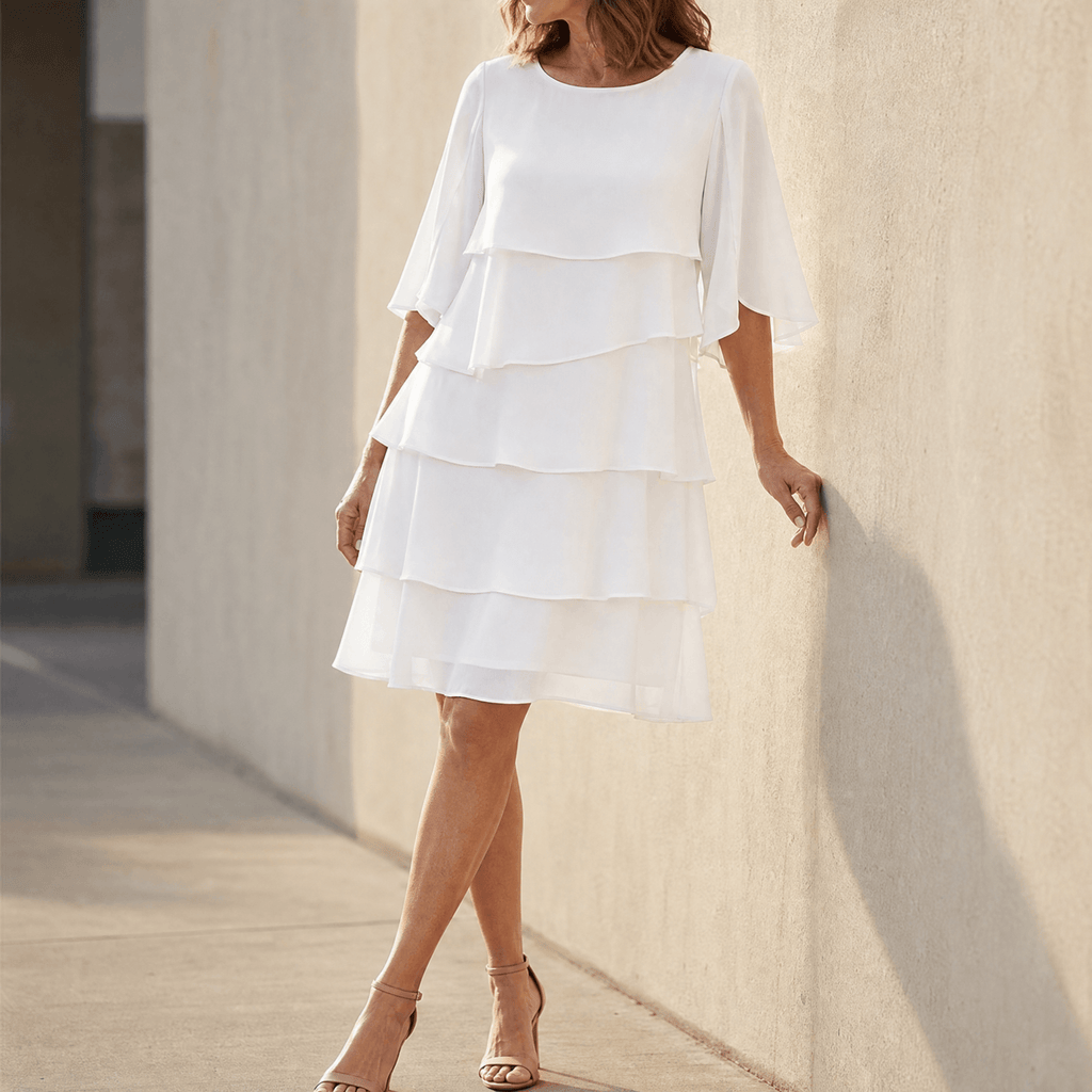 Florelle – Robe Superposée À Volants Pour Femme Blanc
