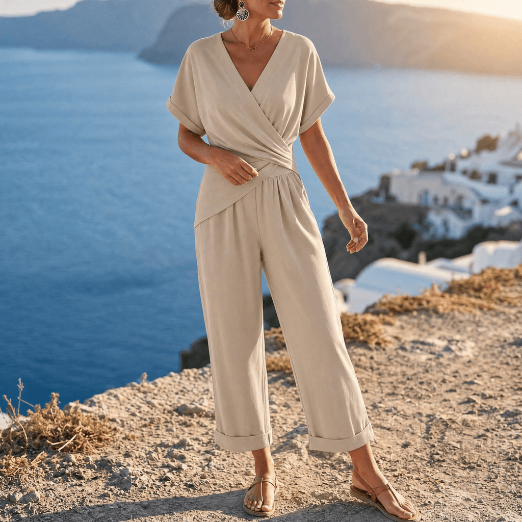 Florenza – Ensemble Deux Pièces Portefeuille Femme Beige / S