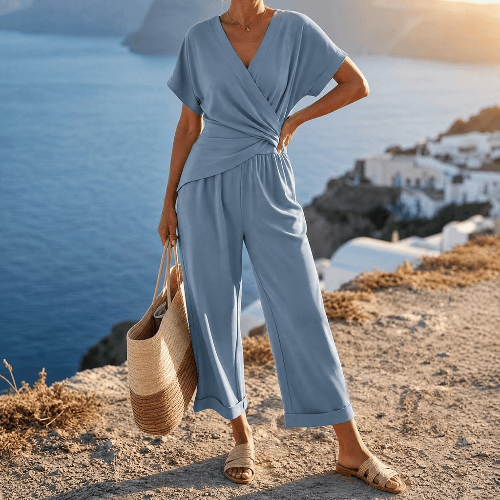 Florenza – Ensemble Deux Pièces Cache-Coeur Pour Femme Bleu Poudré / S