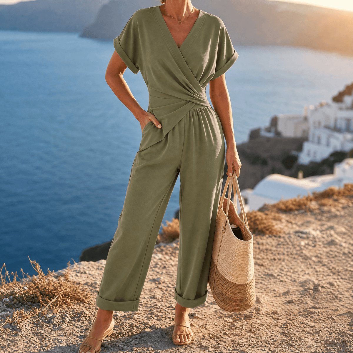 Florenza – Ensemble Deux Pièces Portefeuille Femme Sauge Olive / S