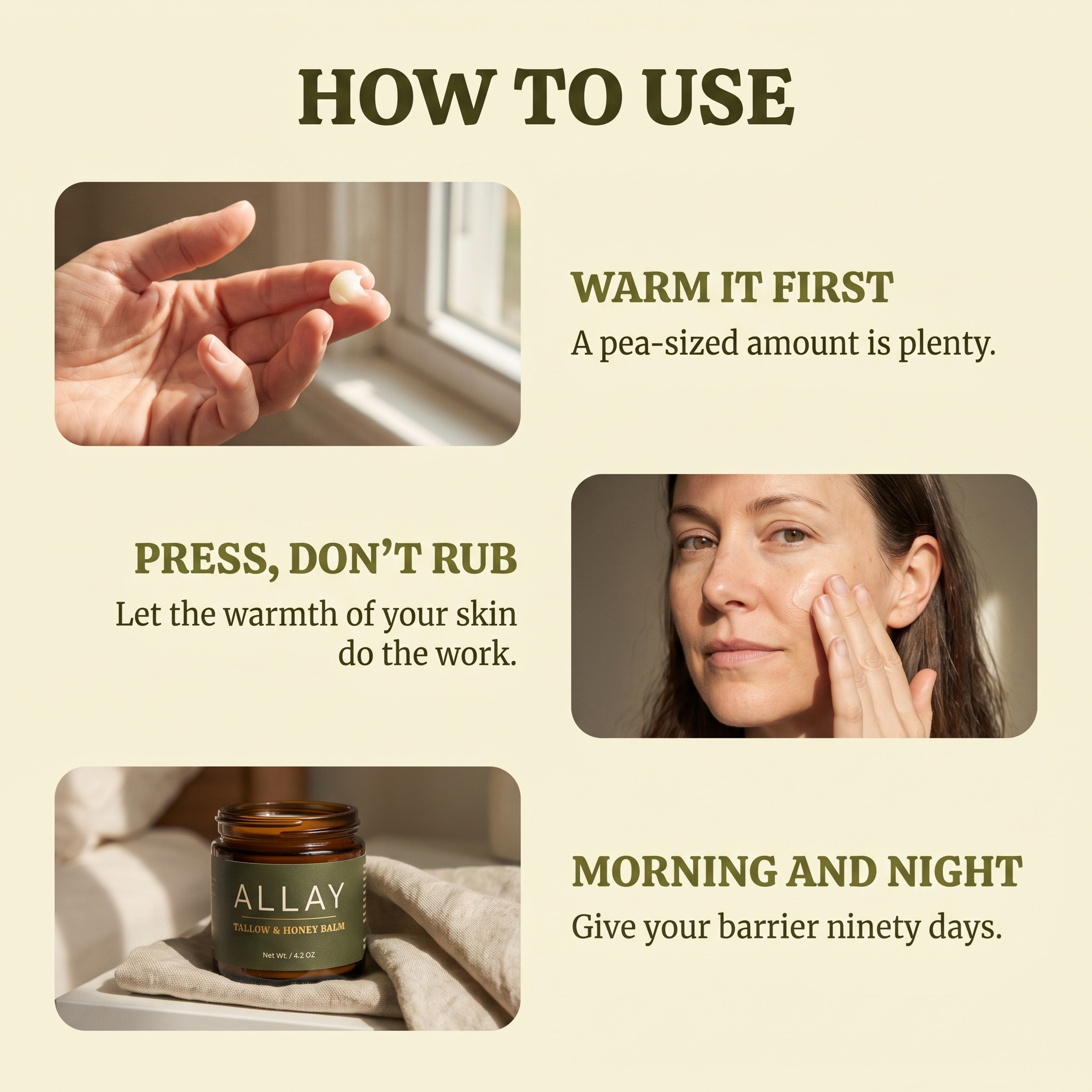How to use Allay tallow and honey balm Image