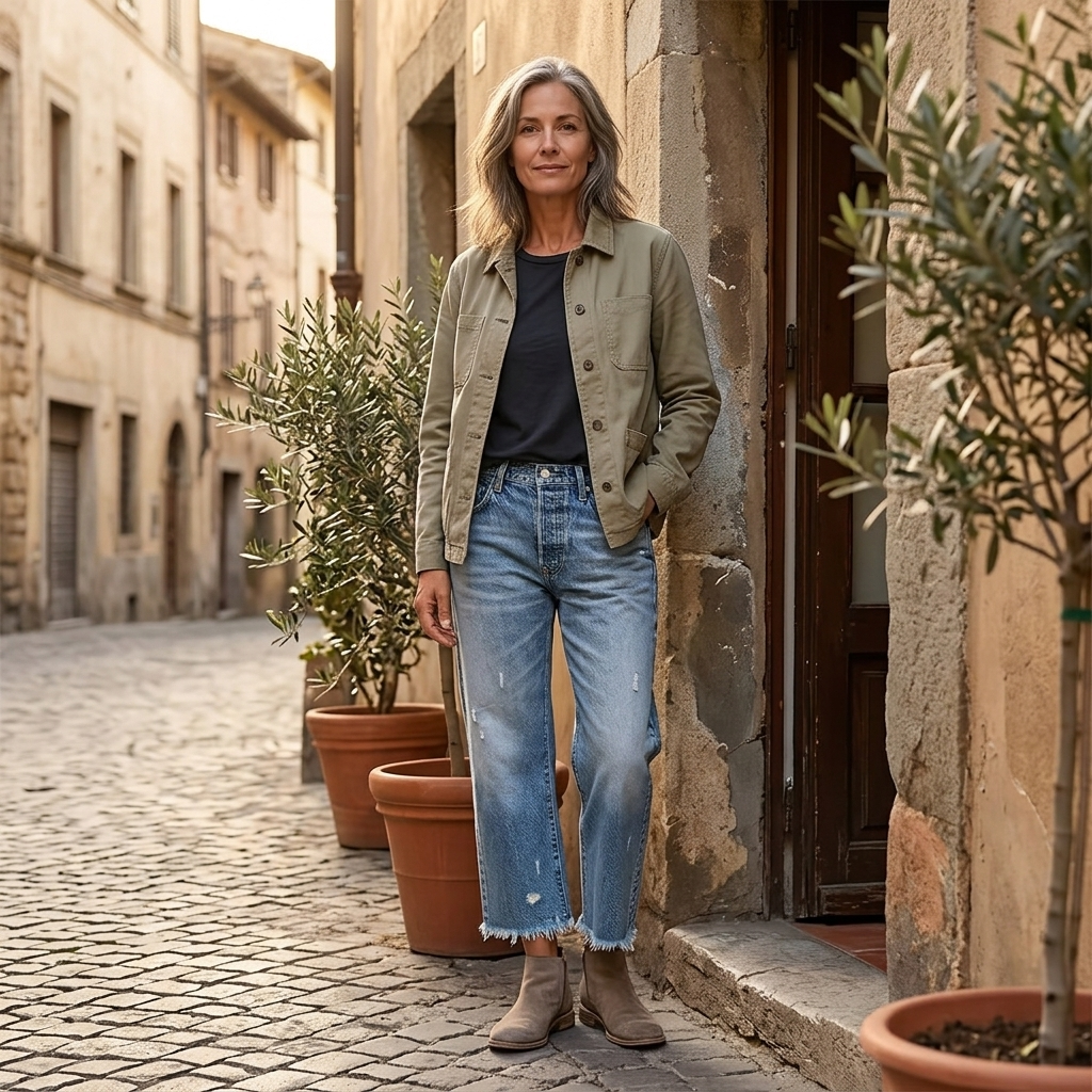 Vivara - Jean court droit rétro à franges
