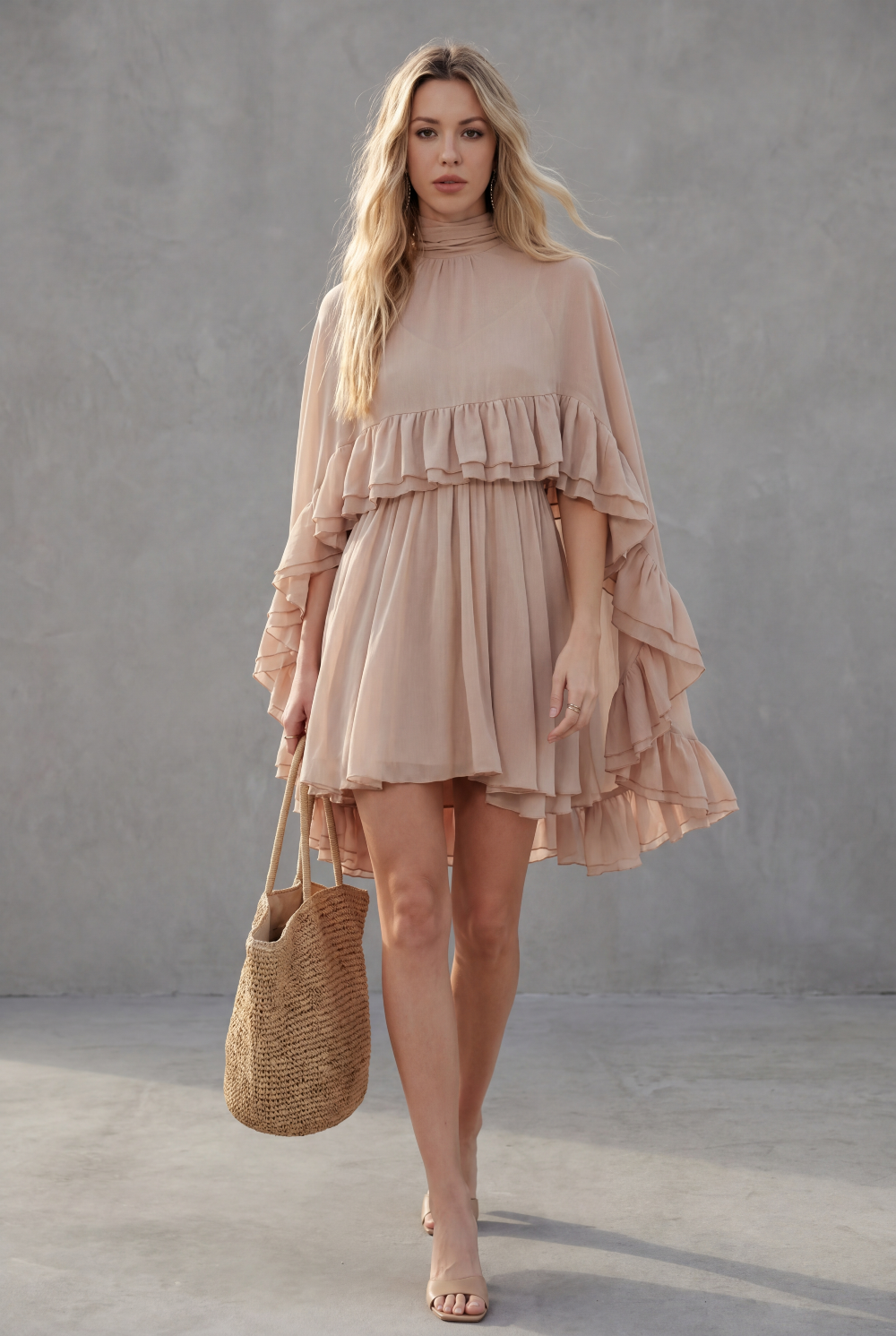 Kim - Robe cape en mousseline