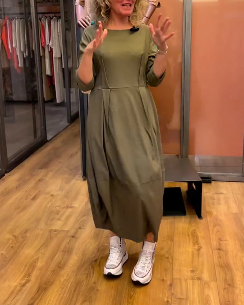 Berenice - Robe à col rond et manches 3/4