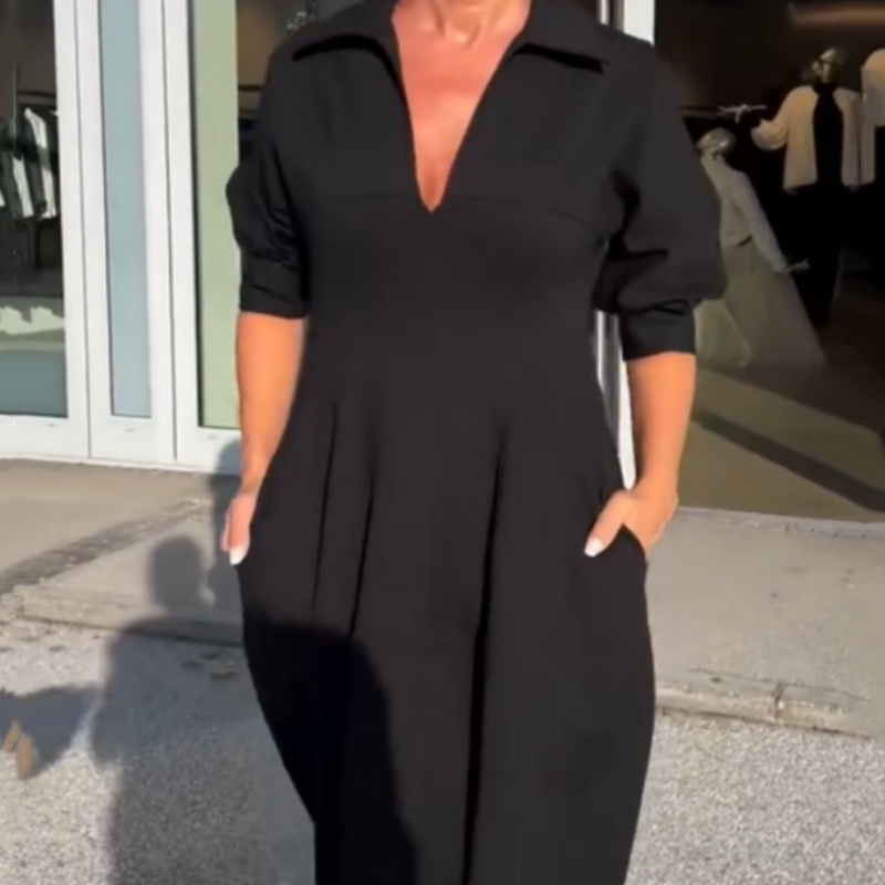 Faustine - Robe midi structurée à col en V