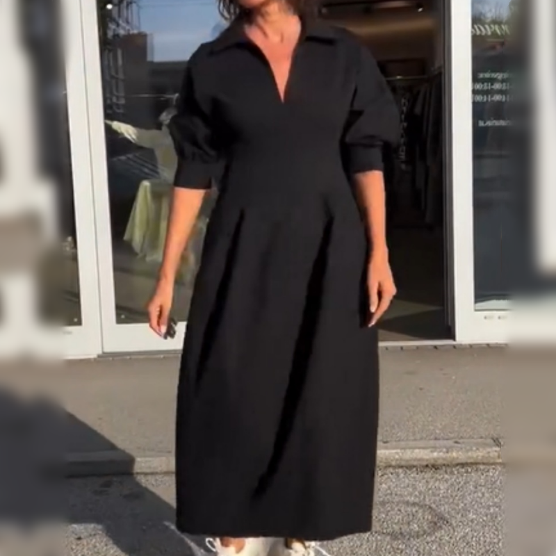 Faustine - Robe midi structurée à col en V