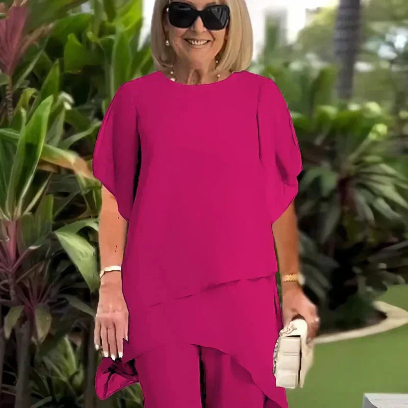 Noretta - Ensemble pantalon drapé à jambe large