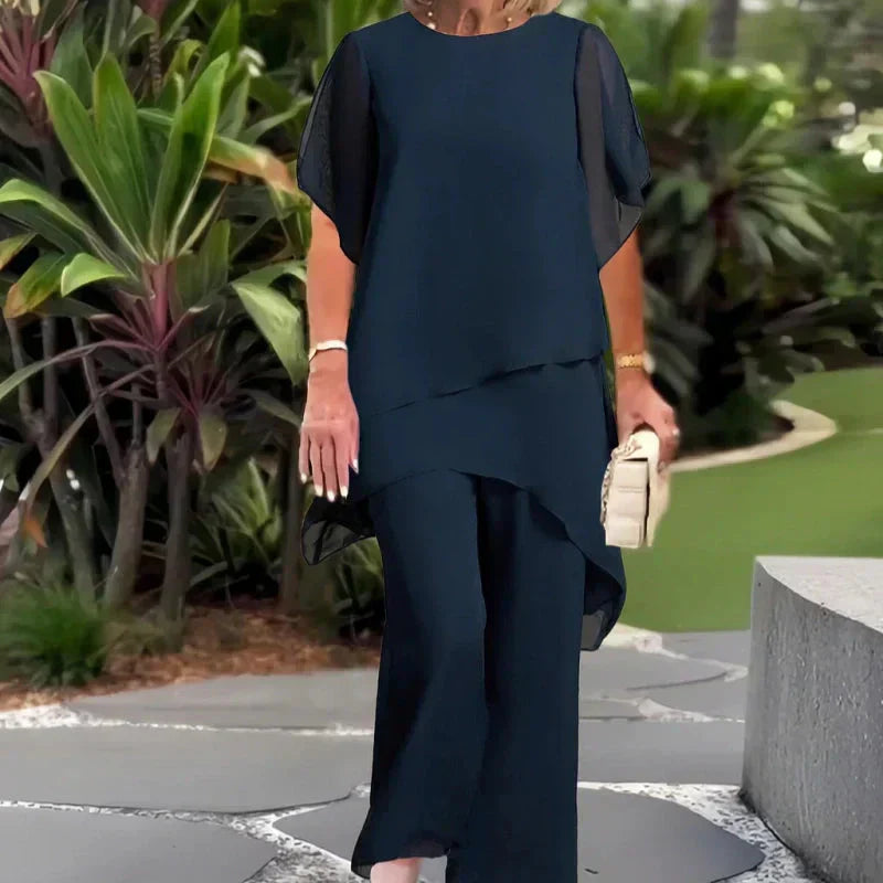 Noretta - Ensemble pantalon drapé à jambe large