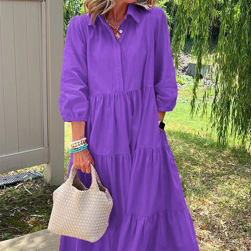 Ines - Robe longue ample à col à revers