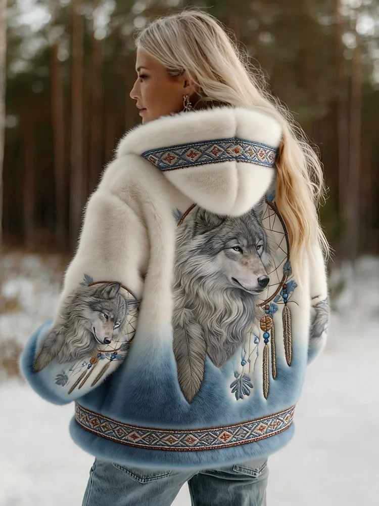 Dahlina - Veste à capuche à imprimé loup